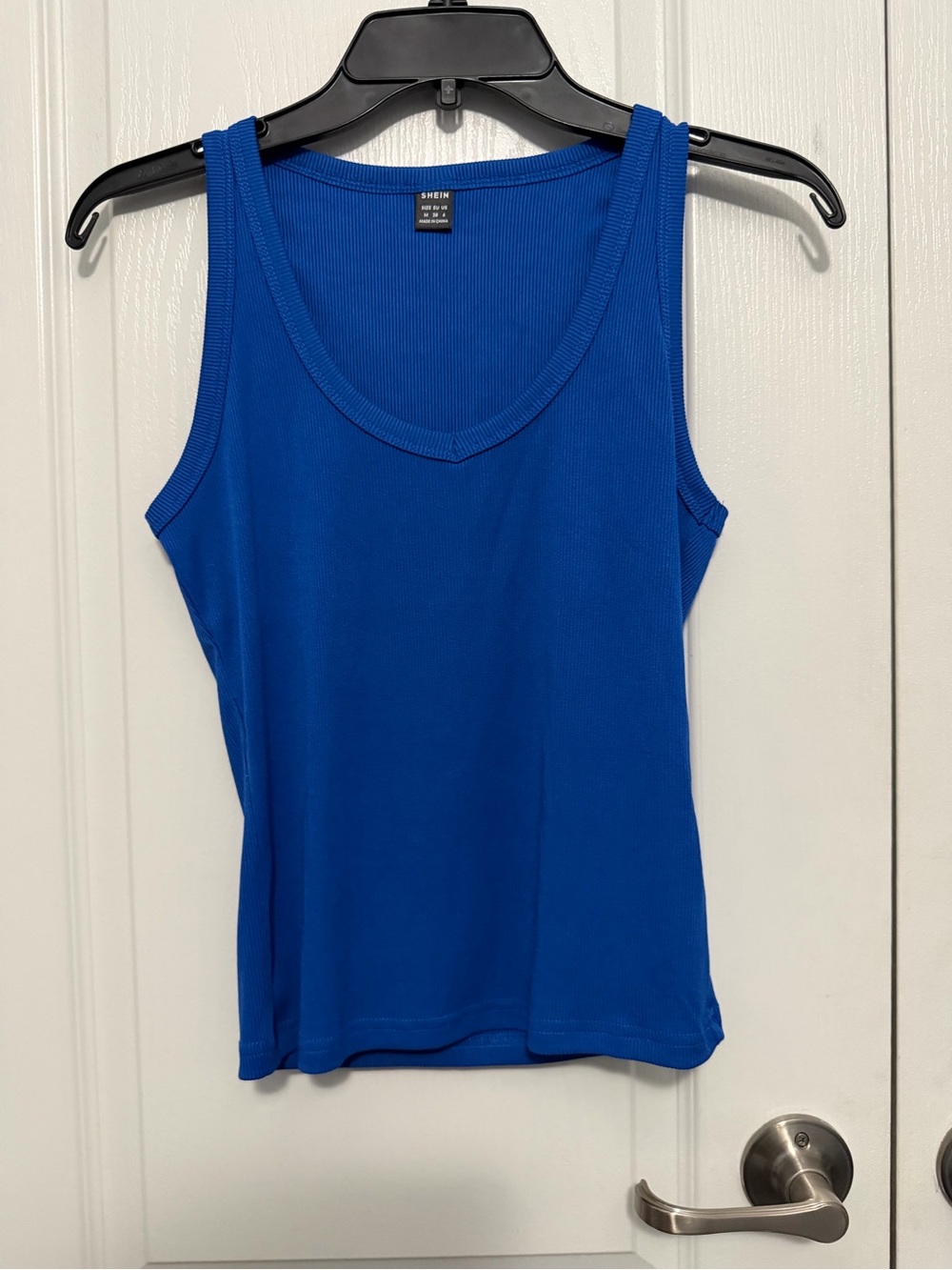 SHEIN Royal Blue Ribbed V-Neck Tank Top